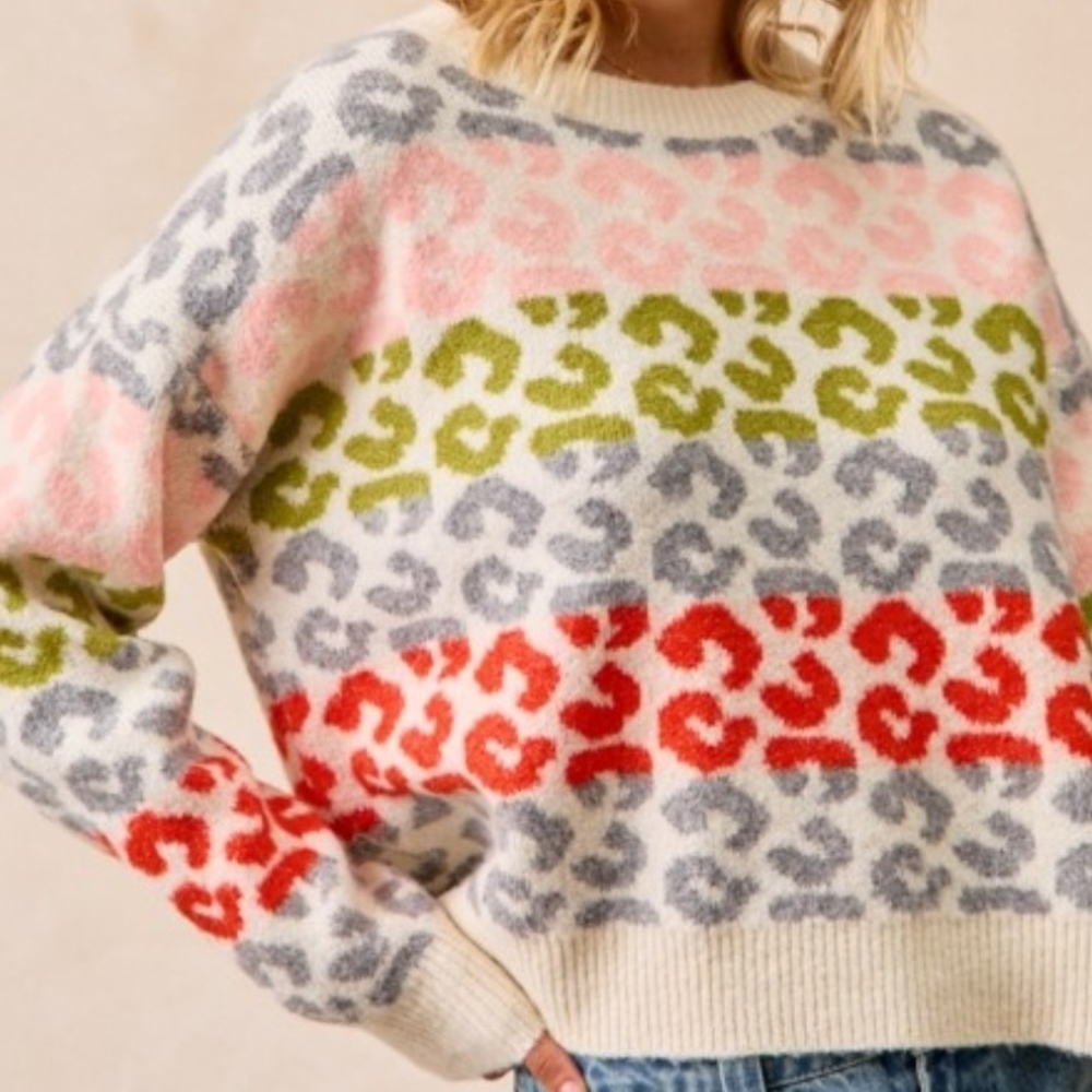 Colorful Leopard Print Women's Sweater